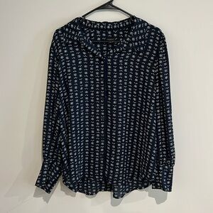 Navy Button Down Blouse